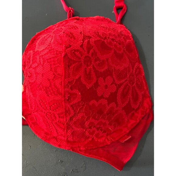 Victorias Secret 34C Red Lace Push-Up Bra Cocquette - Picture 4 of 9